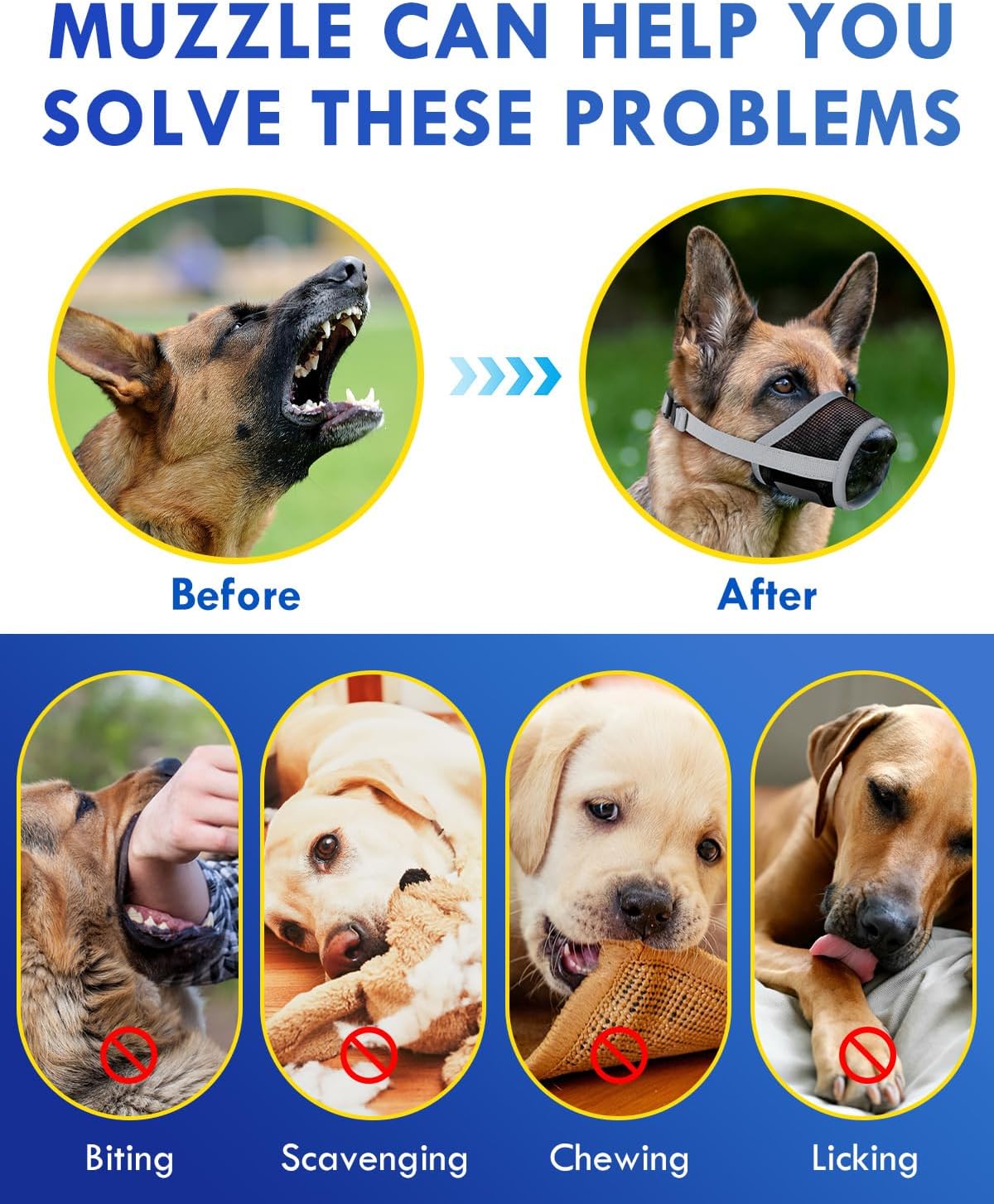 Dog Muzzle, Soft Air Mesh Muzzle for Small Medium Large Dogs Anti Biting Barking Chewing, Breathable Drinkable Adjustable Loop Pets Muzzle for German Shepherd Husky Labrador Retriever (Grey,XL)