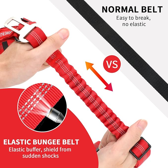 BWOGUE 2 Piece Dog Seat Belt for Car with Elastic Bungee Buffer Safety Seatbelt Car Headrest Restraint Wear Adjustable Metal Buckle Harness in Vehicle Travel for Pet