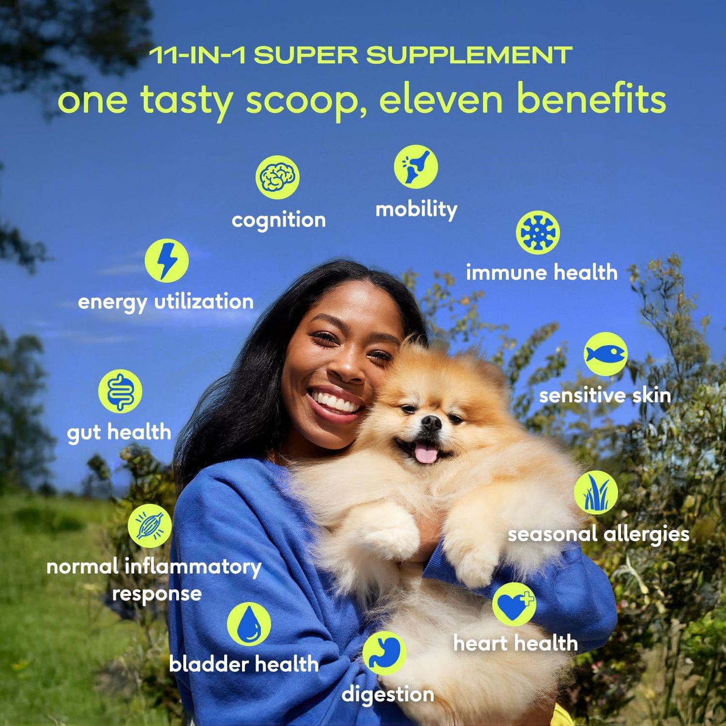 Native Pet Dog Vitamins & Supplements - 11-in-1 Multivitamin Powder for Dogs Food Topper - Collagen, Glucosamine, Probiotics, Omega & More- Supports Healthy Gut, Mobility & Overall Health -120 Scoops