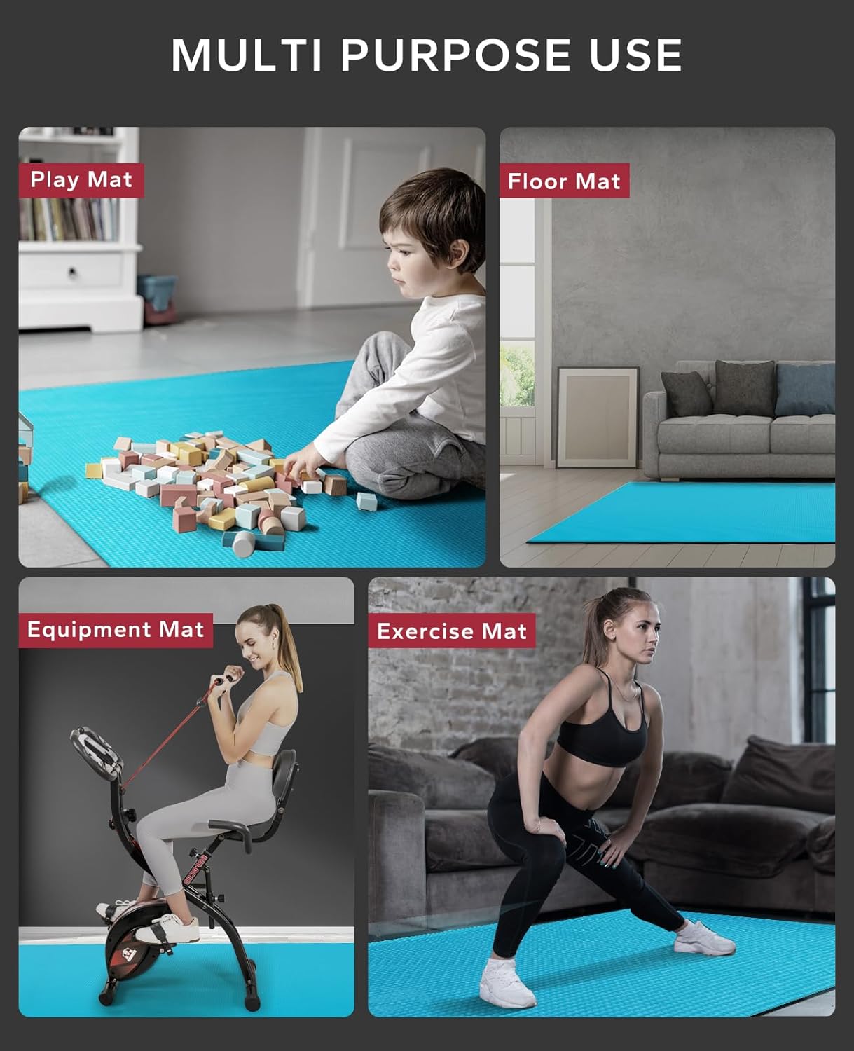 HAPBEAR Extra Large Exercise Mat-7'x5'/6'x8'/6'x9'/6'x10'/6'x12'x8mm(1/3 inch),Non-Slip, Ultra Durable, Thick Workout Mats for Home Gym Flooring Cardio, Yoga Mats for Fitness, High-Density Exercise Mat, Shoes-Friendly