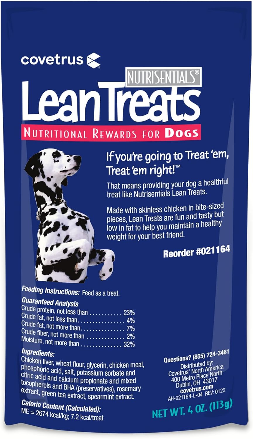 Covetrus Nutrisential Lean Treats for Dogs - Small, Medium & Large Dogs (K9) - Nutritional Low Fat, Bite-Size - Soft Chicken Flavor - 20 Pack - 4oz