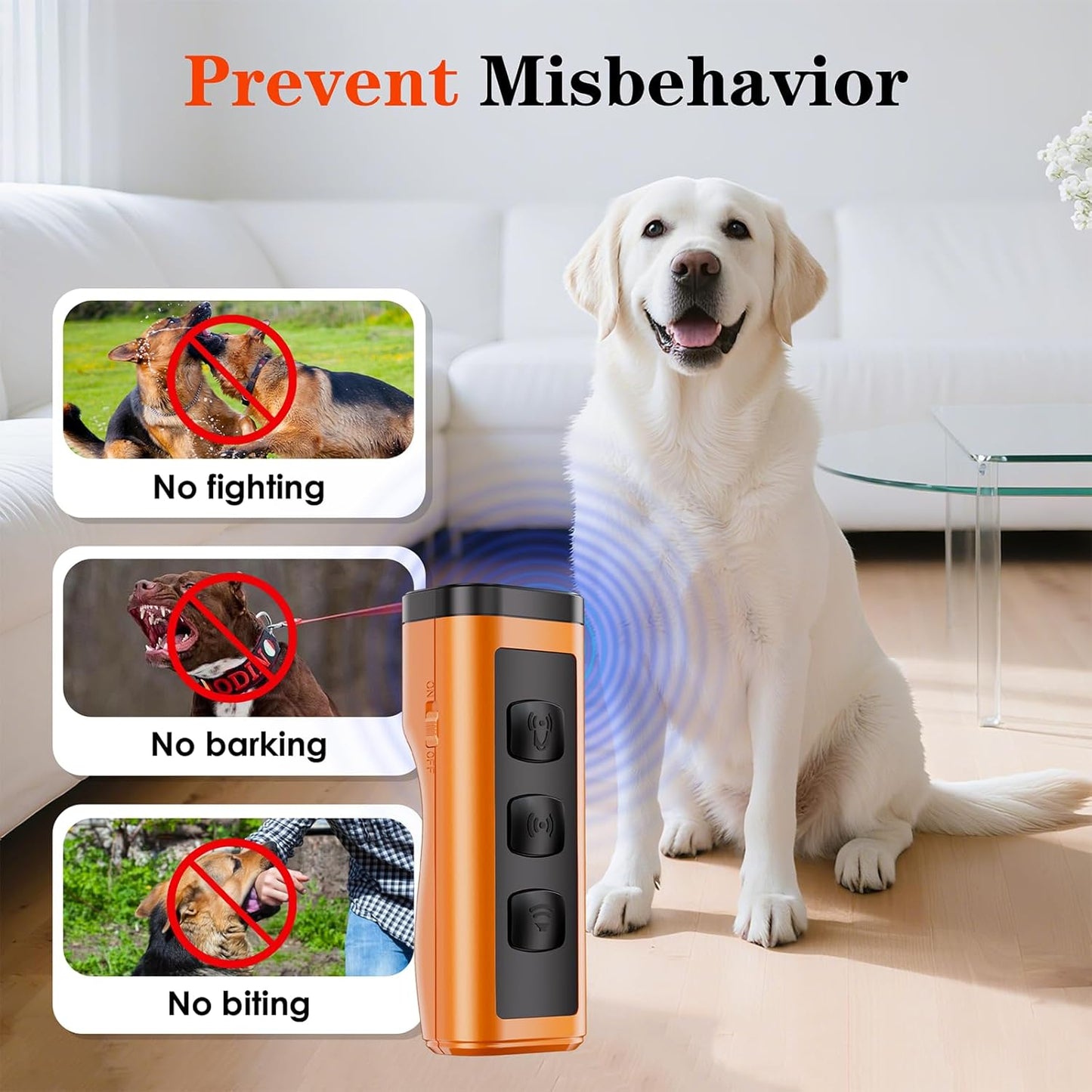 2 Pack Dog Bark Deterrent Devices Rechargeable Anti-Barking Device for Dogs 50ft Long Range Ultrasonic Correct Your Dog's Bad Behavior at The Push of aButton Better Than Shock Collars