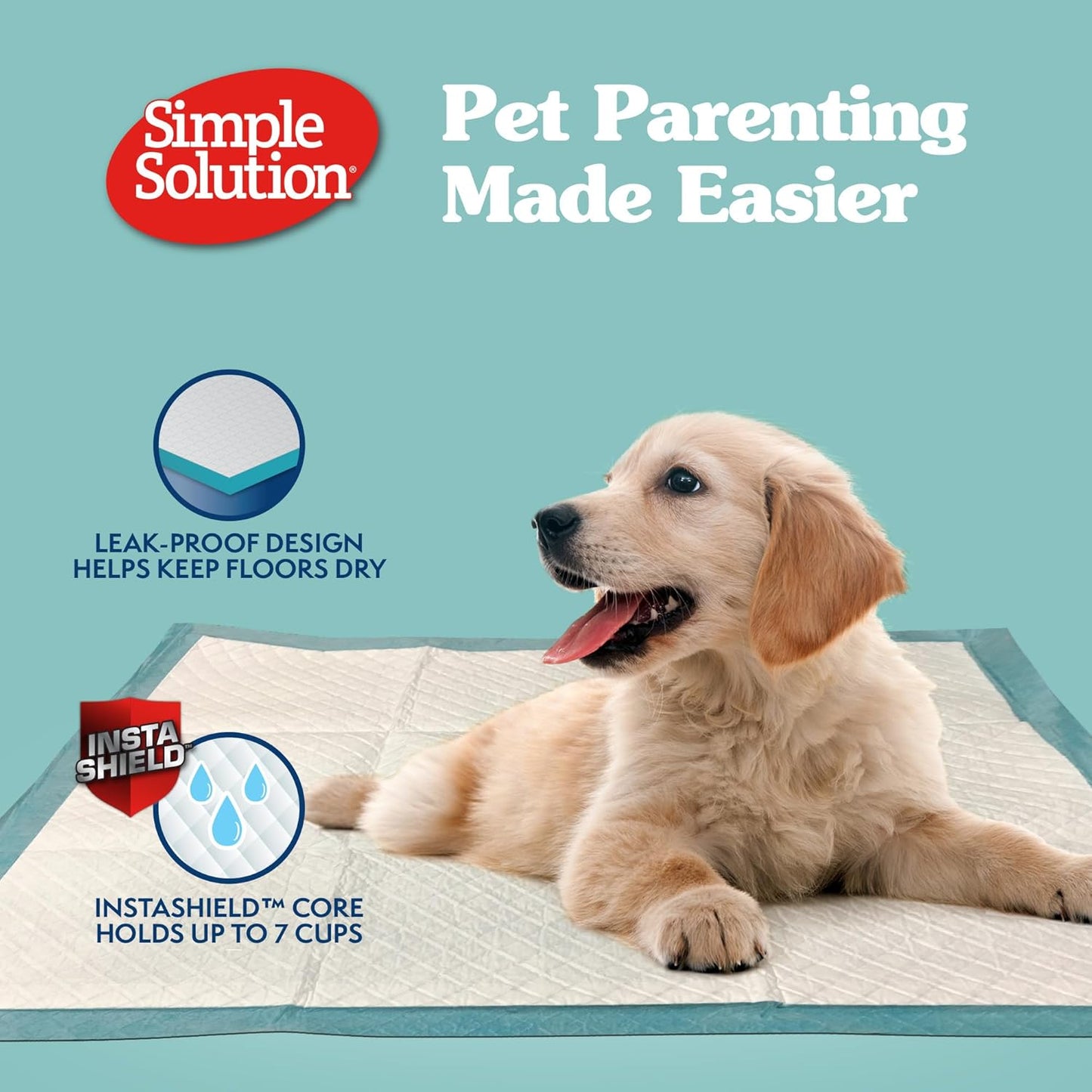 Simple Solution Puppy Training Pads – Large Leak-Proof Potty Pads for Dogs – Disposable with Odor Control and Absorbent Core for Floor Protection – 23 x 24 Inches – 100 Count