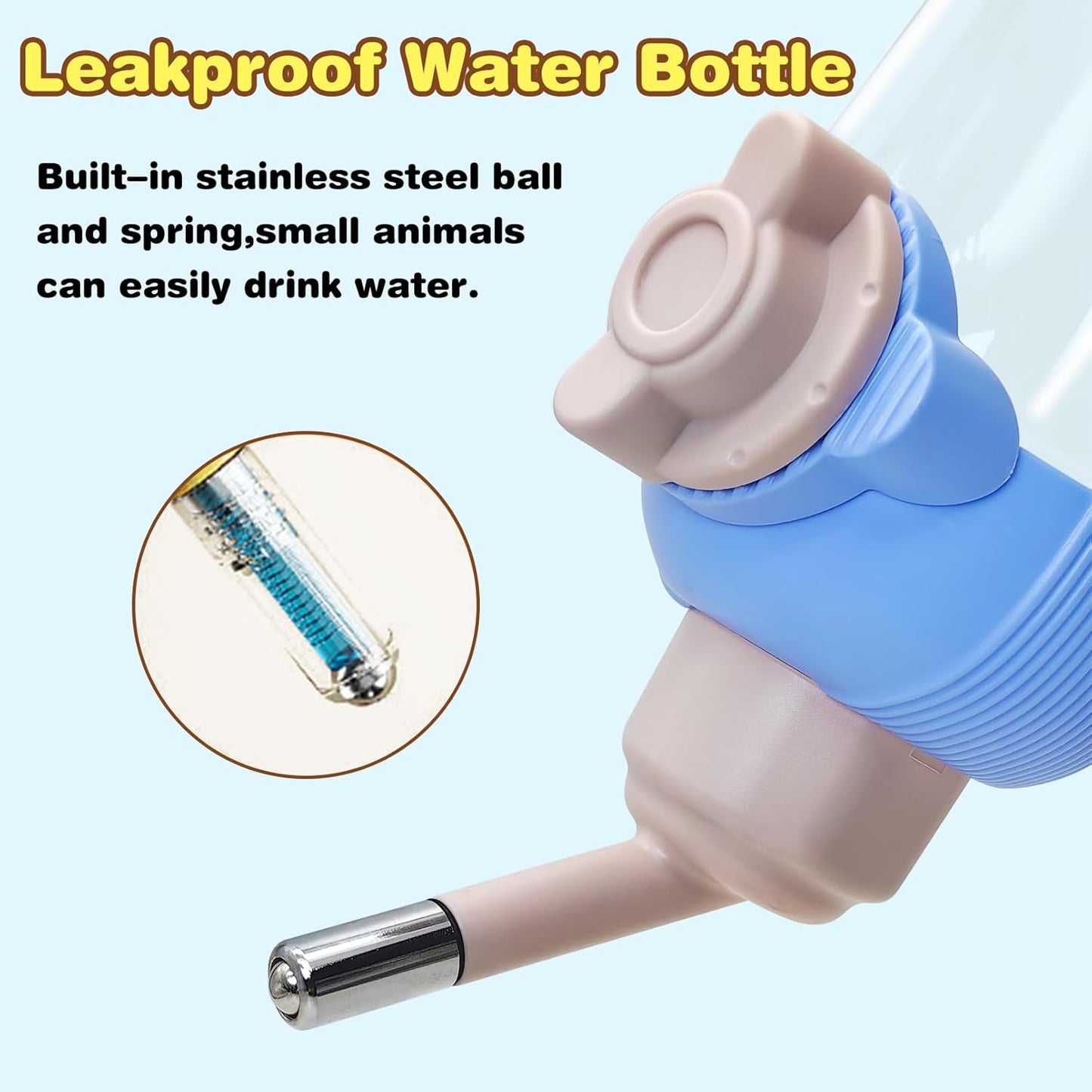 kathson Automatic Rabbit Feeder and Waterer Set, Gravity Pet Food Water Dispenser Bunny Pellet Feeder Small Animal Feeding & Watering Supplies for Guinea Pig Ferret Crate Accessories (Blue)