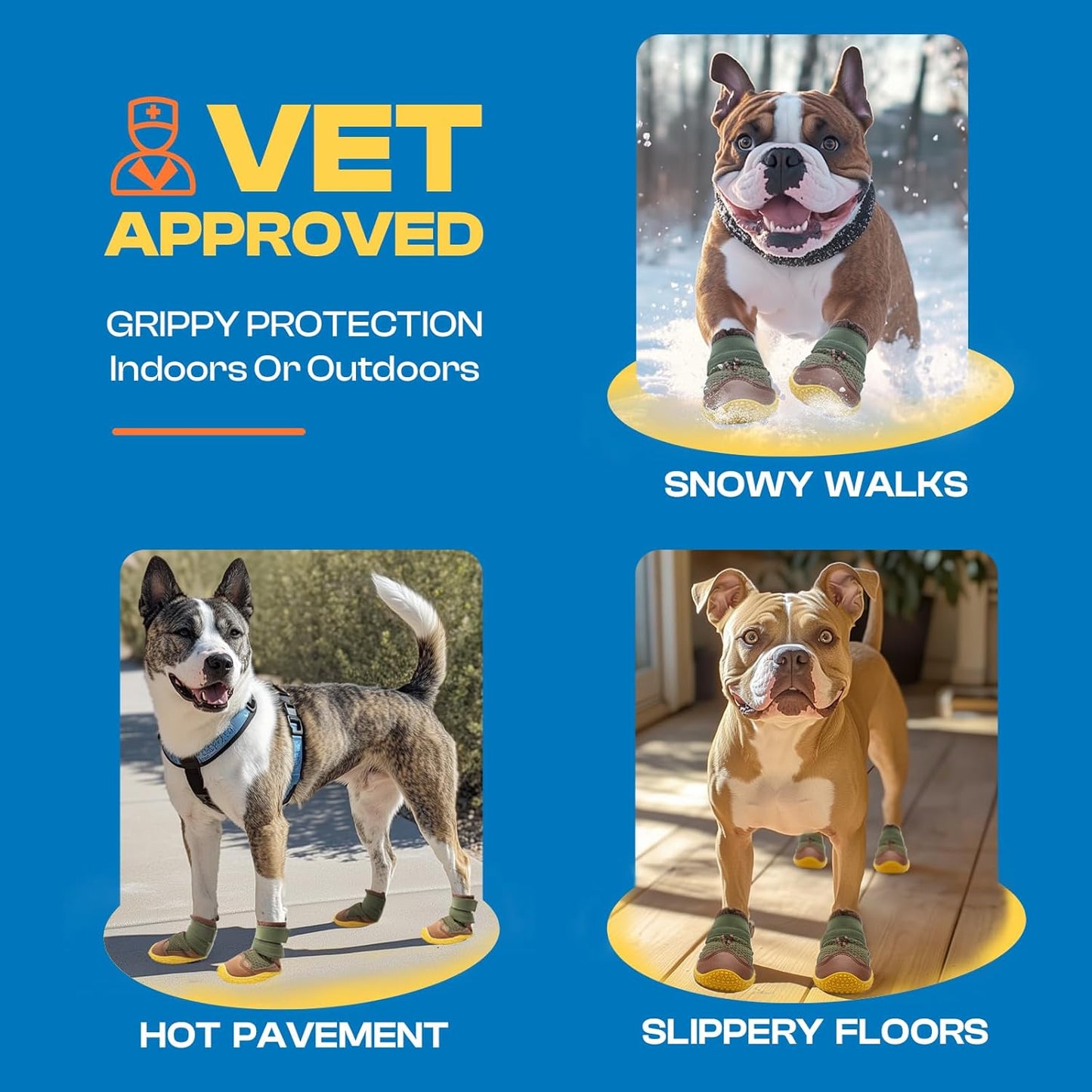 Dog Shoes for Large Dogs, Medium Dog Boots & Paw Protectors for Hardwood Floors, Outdoor Dog Booties for Hot Pavement Winter Snow Hiking, Breathable Dog Shoes with Reflective Strips Size 7