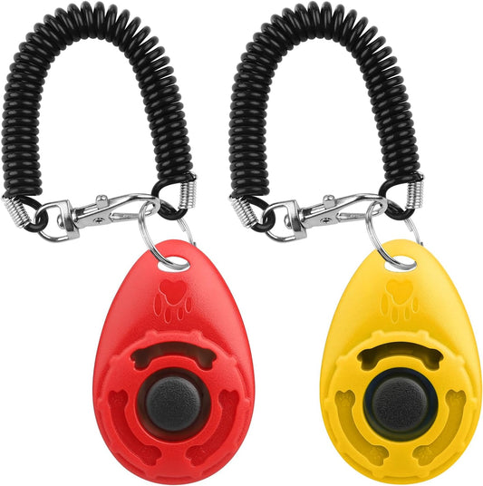 Diyife Dog Clicker for Training, 2 Pack Dog Training Clicker, Clicker Dog Training with Wrist Strap, Pet Training Clicker, Perfect for Dog Cat Puppies Behavioral Training (Red and Yellow)