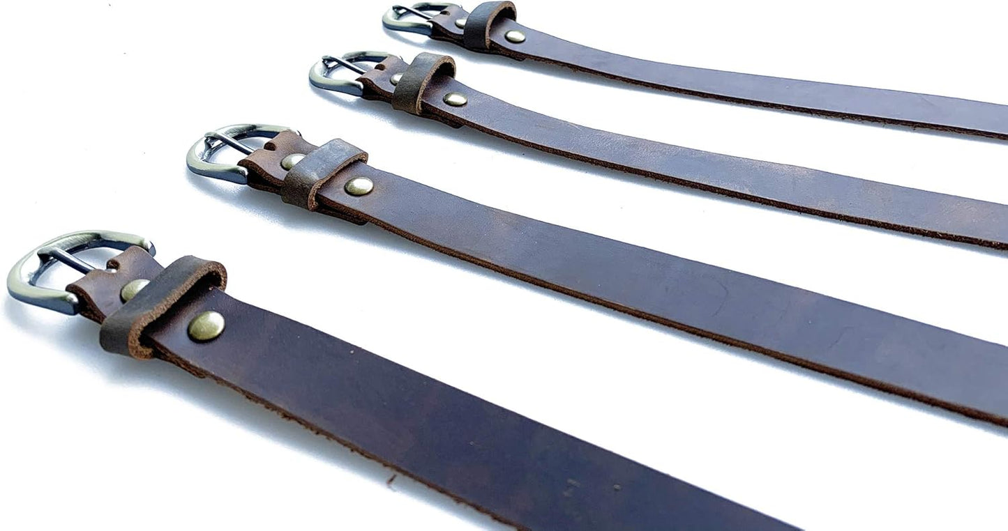 Jeereal Genuine Leather Stirrup Straps (4 Pack) with Metal Buckle Adjustable Length