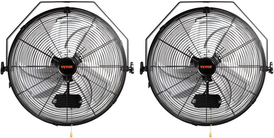 VEVOR 18 Inch Industrial Wall Mount Fan 2PCS, High Velocity 4000 CFM with 3-Speed Manual Control & 360° Tilt Adjustment, for Indoor Use, Warehouse, Workshop, Basement, and Commercial Spaces