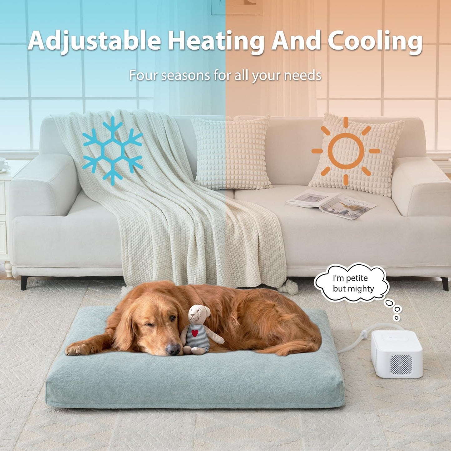 Pet Bed Cooling System, Consistent Warm and Cold Water Pad, No Electric Shock or Chemical Gel Needed, Machine Washable Bed, Ideal for Home and Crates (Cooling & Heating Green, 41" x 28")