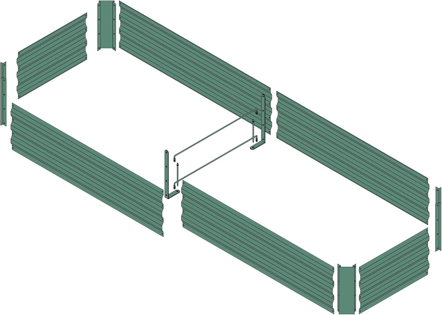 8x2x1ft Metal Raised Garden Bed Kit，Galvanized Garden Bed Box for Vegetables, Flowers, Herbs, and Succulents,120 Gallon Capacity - Green