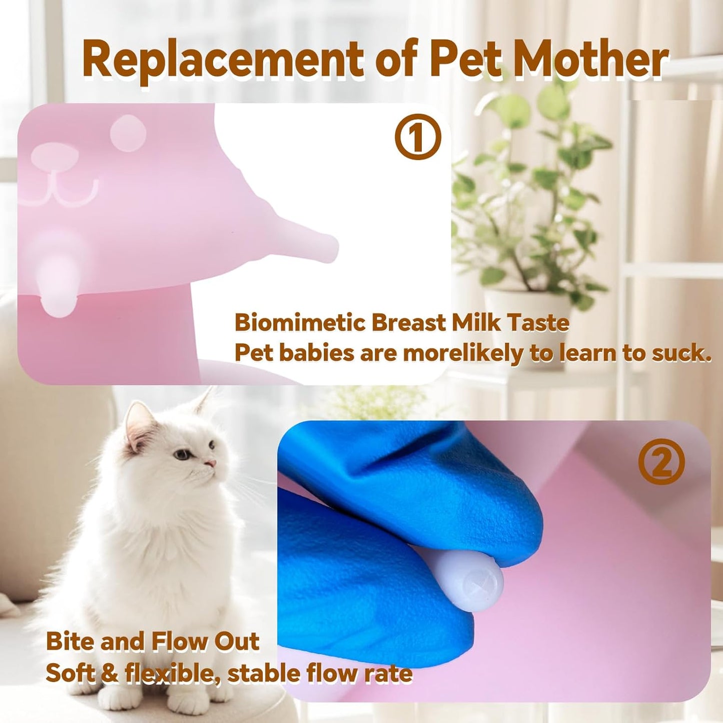 Puppy Milk feeders for Nursing, Puppy Milk Water Bowl, 4 Nipples Silicone Pet Feeding Station, 230ml Feeder Bowl for Kittens, Puppies (Pink)