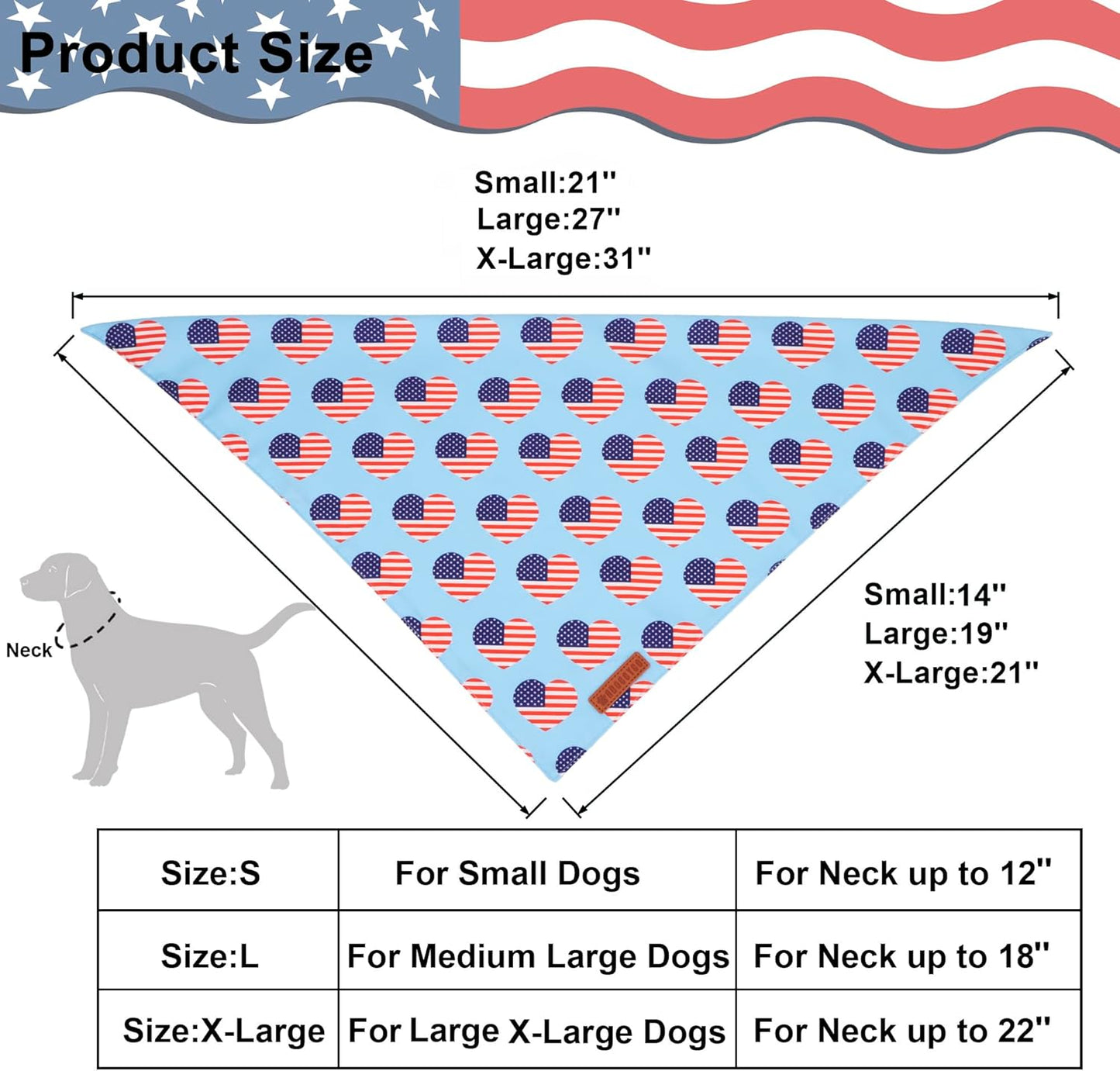 ADOGGYGO 4th of July Dog Bandanas, American Flag Pet Scarf, Multi Size Offered, White Blue Flag Bandana for Small Dogs Pets (Small)