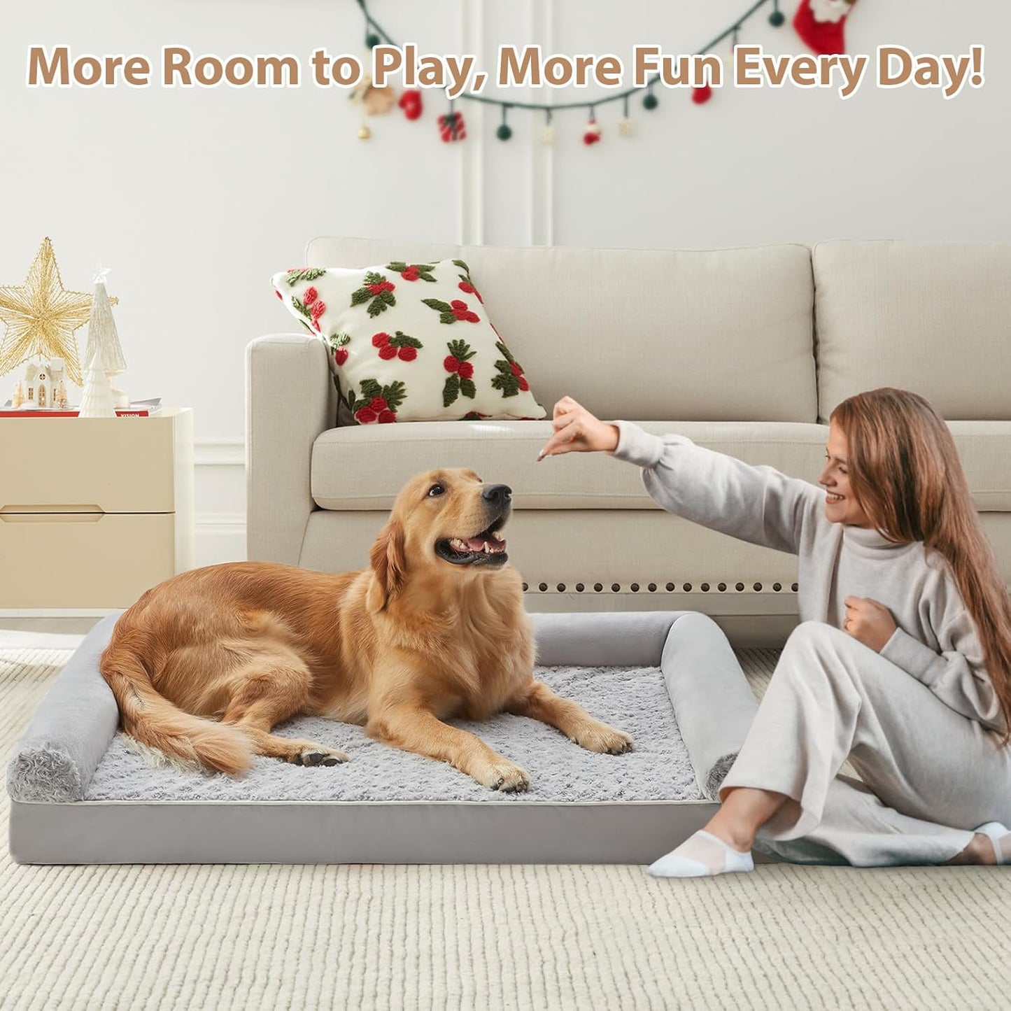 BFPETHOME Dog Beds for Large Dogs, Orthopedic Dog Bed for Medium Large Dogs,Big Waterproof Couch Pet Bed with Removable Washable Cover
