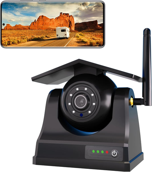 Magnetic Solar Wireless Backup Camera, 10000mAh Rechargeable Battery Powered Reversing Camera, 1-Min Easy Installation, App Control WiFi Backup Camera, for Trailer, RV, Truck, SUV, Van