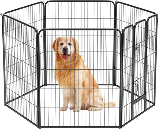BestPet Dog Playpen Indoor 40 inch 6 Panels Metal Dog Pen Pet Dog Fence Outdoor Exercise Pen with Doors,Pet Puppy Playpen for RV Camping Yard, Black