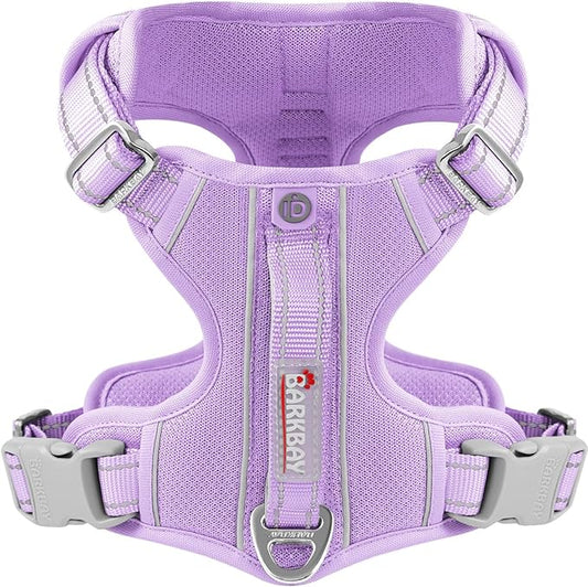 BARKBAY Dog Harness No Pull with ID Tag Pocket - Heavy Duty, Reflective, Easy Control for Large Dogs(Violet Purple,M)