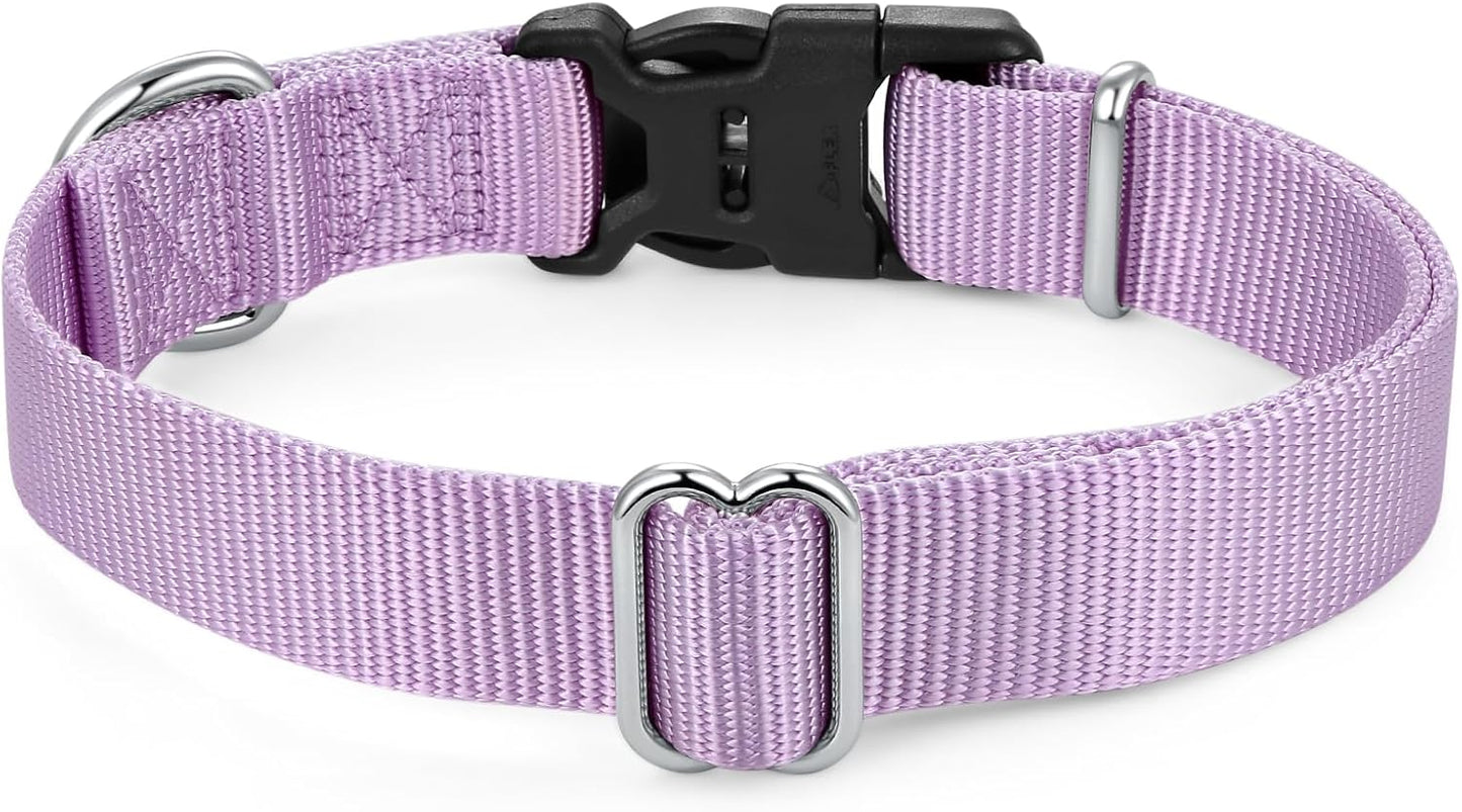 Mikivery Nylon Dog Collar with Quick Release Buckle Soft Adjustable Sturdy for Small Medium Large Dogs Violet,M