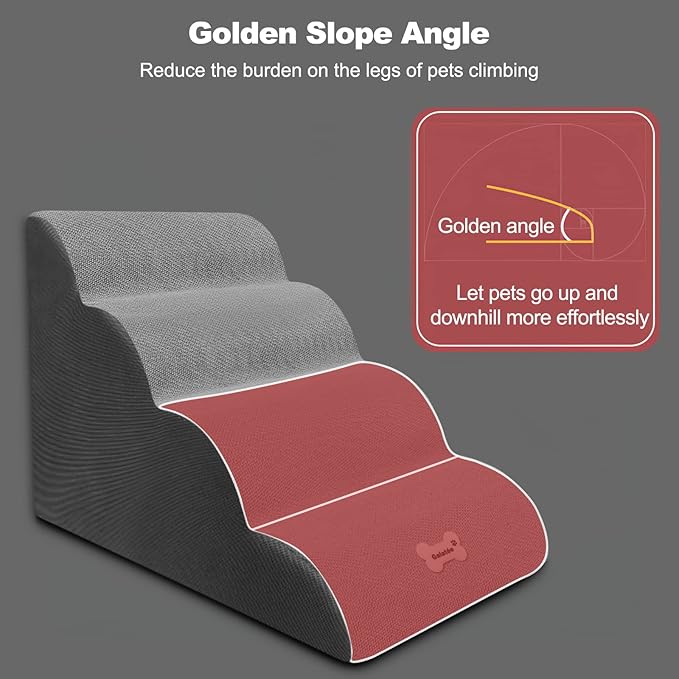 Dog Stairs, Removable and Washable Pet Stairs, 4-Steps Non-Slip Pet Ramp, Dogs Steps for High Bed Sofa, High Resilience Sponge Dog Stairs(Light Brown)