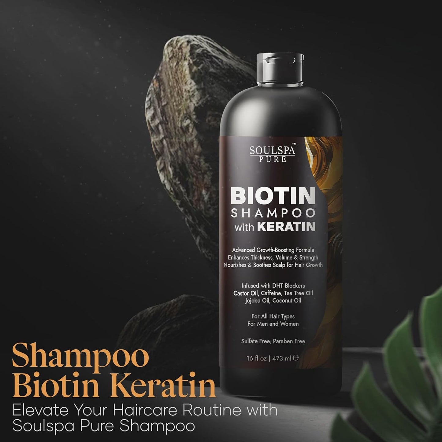 Biotin Shampoo with Keratin - Advanced Anti-Thinning, Hair Growth & Repair Formula - Soothes Scalp, with Tea Tree Oil & DHT Blockers - Strong, Healthy Hair for Men & Women - 16 fl oz