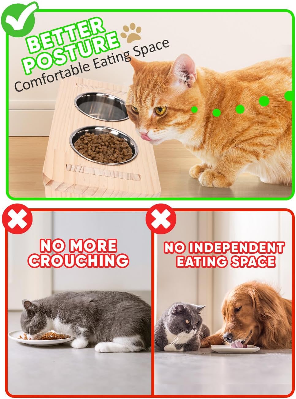 Cat Wall Shelves with 3 Cimbing Steps Wall-Mounted Cat Shelf Dogproof Feeding Bowls Station Cats Hammock and Perches for Wall Furniture Set Climber Scratching Post