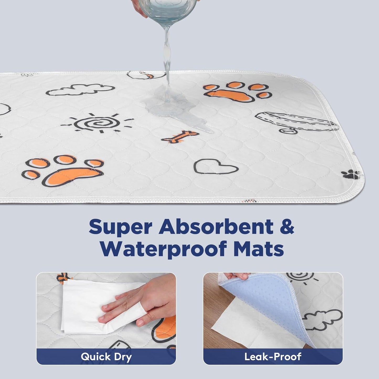 Washable Pee Pads for Dogs, 2 Pack Small 18"x24" Super Absorbent Reusable Puppy Pads Pet Training Pads, 100% Waterproof Non-Slip Puppy Pee Pads Whelping Dog Playpen Crate Potty Pads Puppy Essentials