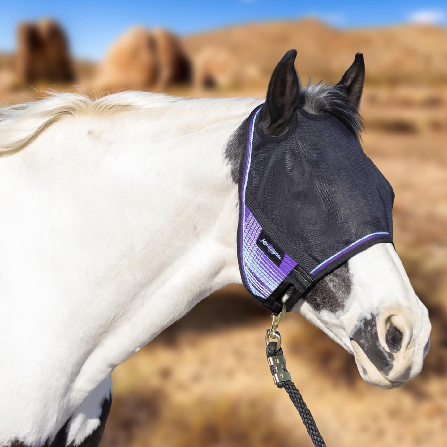 Kensington 90% UV Fly Mask CatchMask UViator - Without Ears & Forelock Freedom Web Trim Size: L-Avg Color: 2017 - Lavender Mint