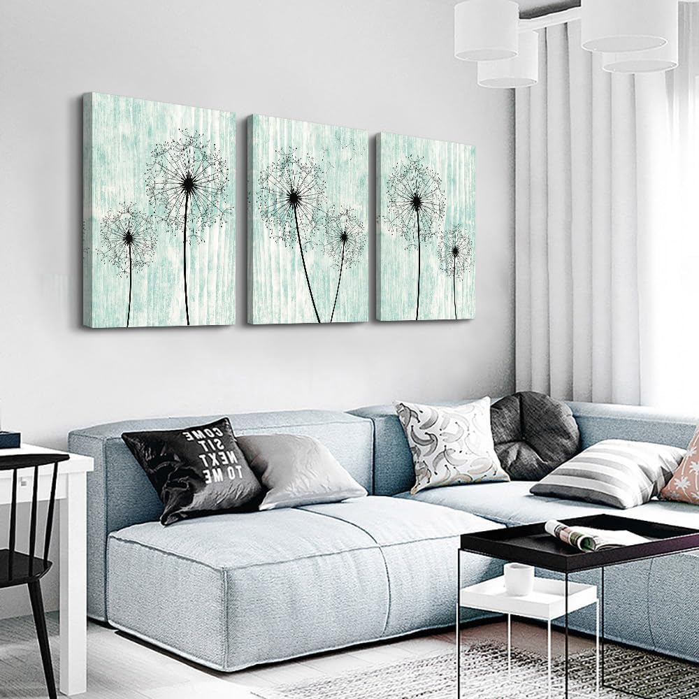 Light Green Background Dandelion Canvas Wall Art Paintings For Living Room Large Size Wall Artworks Bedroom Decoration 3 Piece Framed Office Wall Decor Canvas Print Posters Kitchen Home Decoration