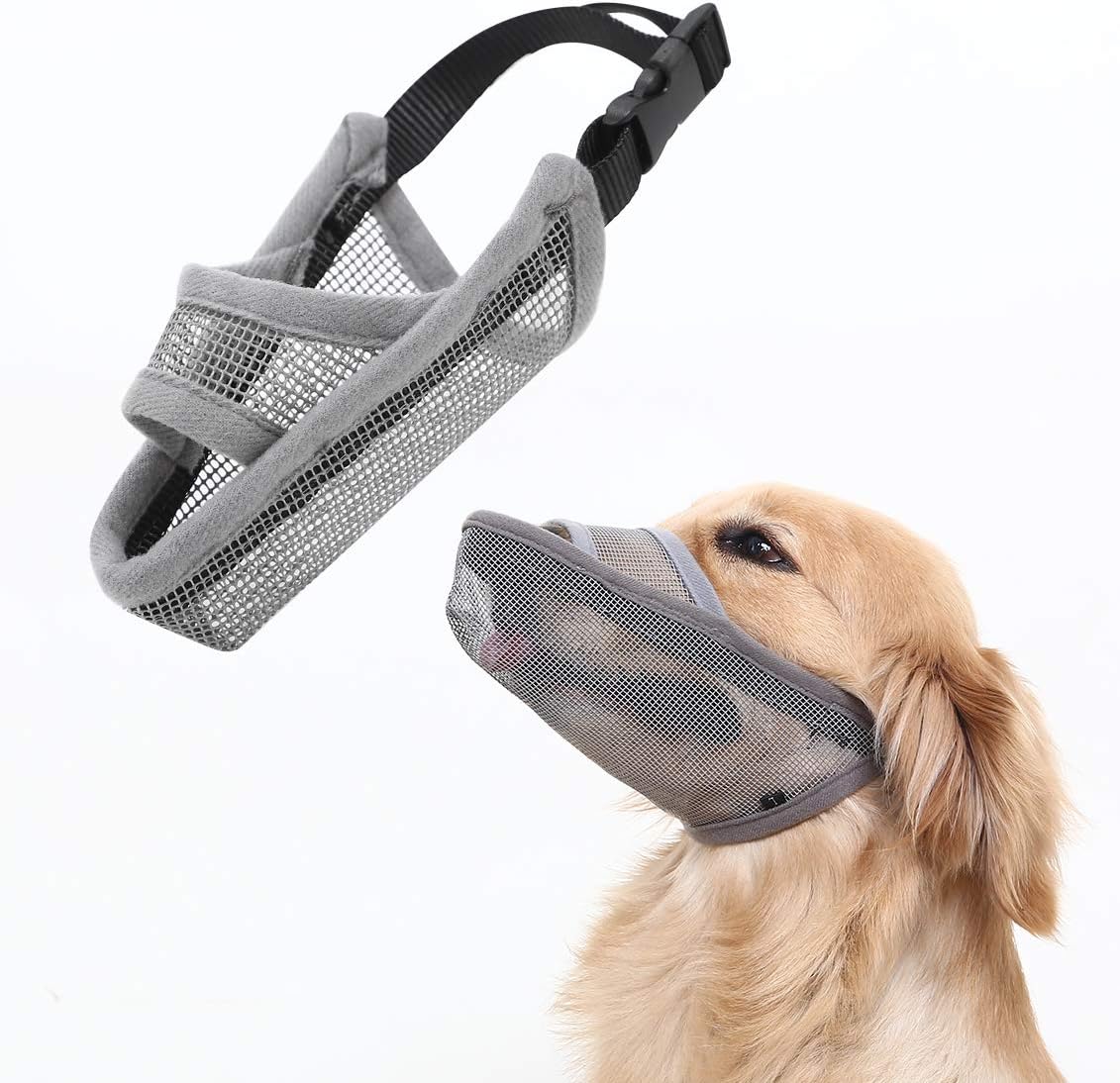 Crazy Felix Nylon Dog Muzzle for Small Medium Large Dogs Dachshund Beagle Poodle Labrador, Air Mesh Breathable and Drinkable Pet Mouth Guard for Anti-Biting Chewing Scavenging(XS, Grey)