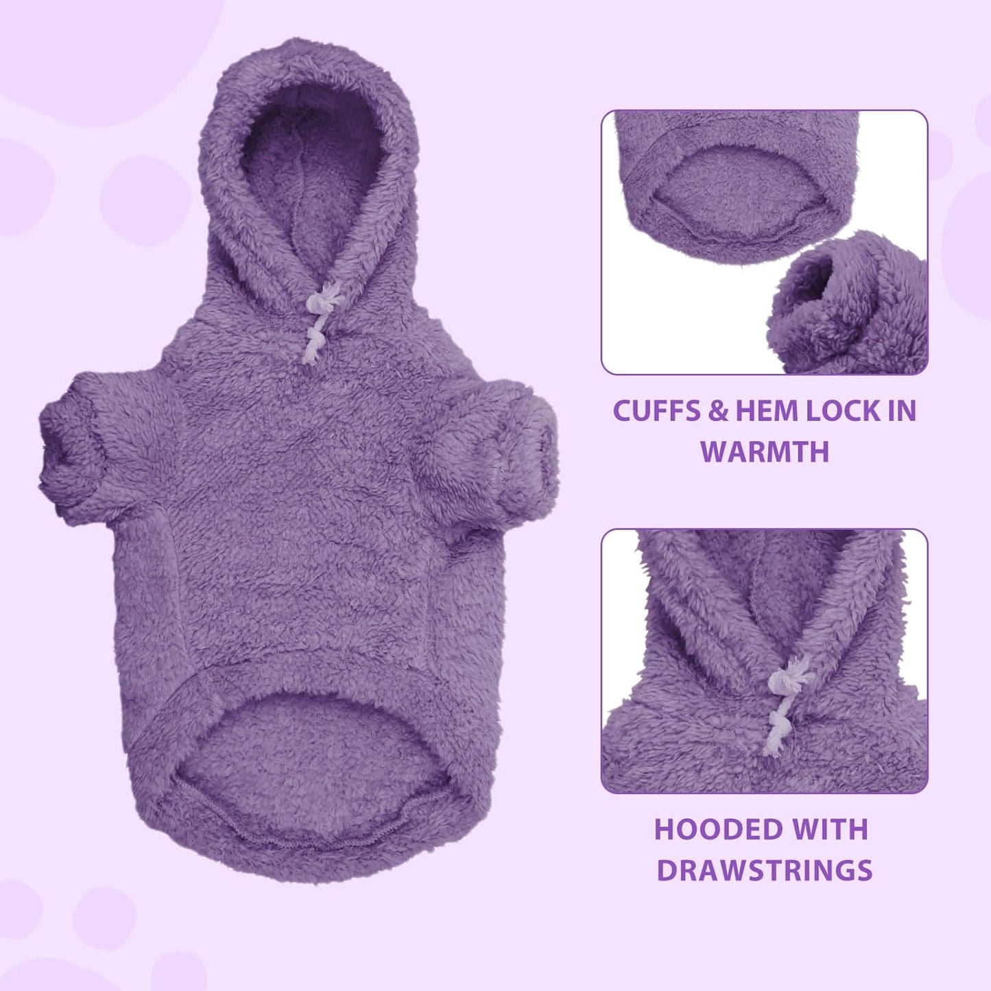 Fuzzy Dog Sweaters for Large Dogs Pet Hoodie Clothes Warm Soft Pet Coats Hooded Sweatshirt Dog Hoodie for Large Dogs(Purple-L)