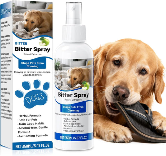 Bitter Apple Spray for Dogs to Stop Chewing | Natural Non-Toxic No Chew Spray for Dogs 150ml, Dog Training & Behavior Aids Chew Deterrent | Stop Licking Wounds | Protect Furniture Shoes