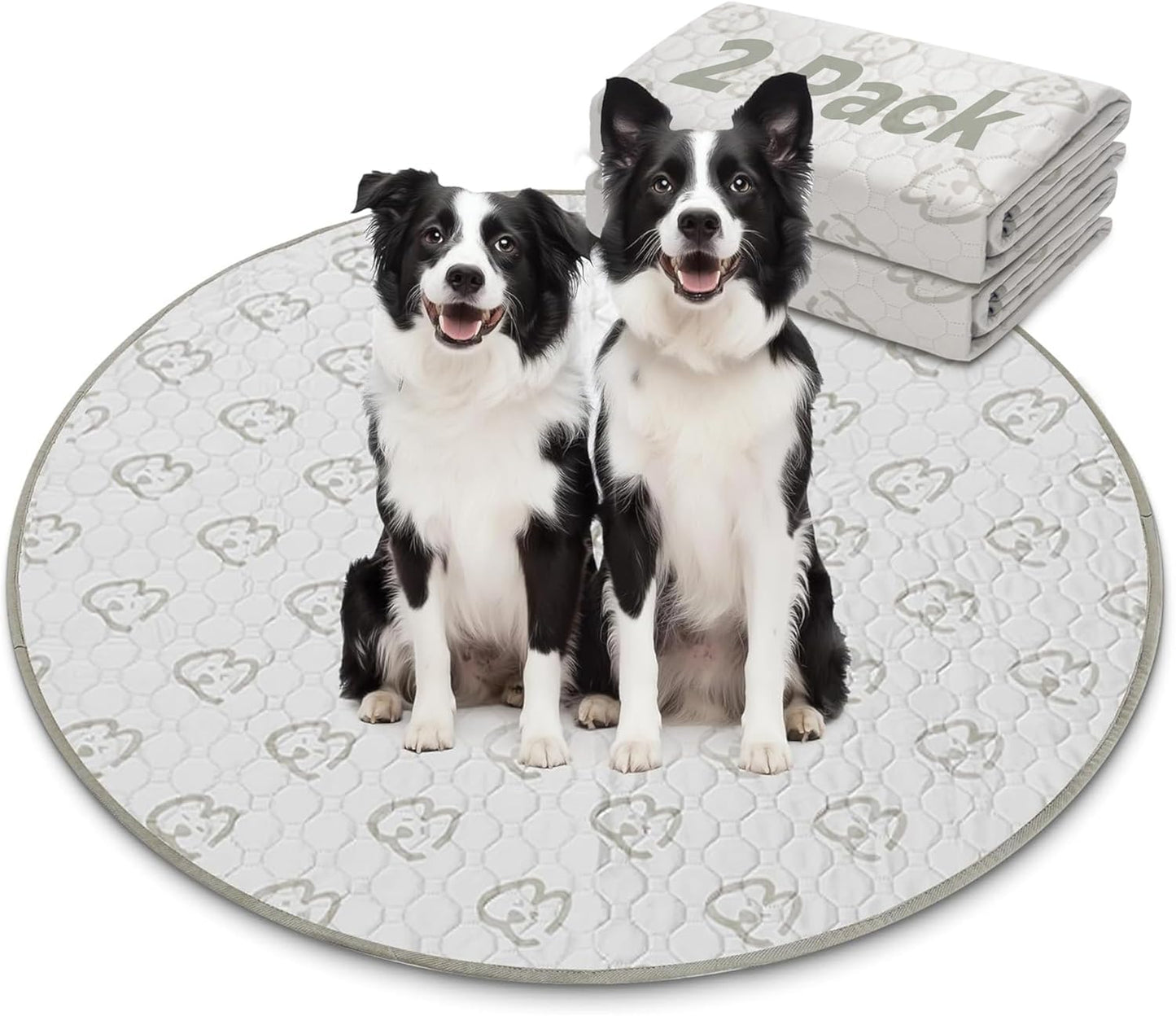 FXW Washable Pee Pads for Dogs, Puppy Pads with Super Absorbent, Specifically Designed for Whelping Box, 47" Round, Khaki, 2 Packs