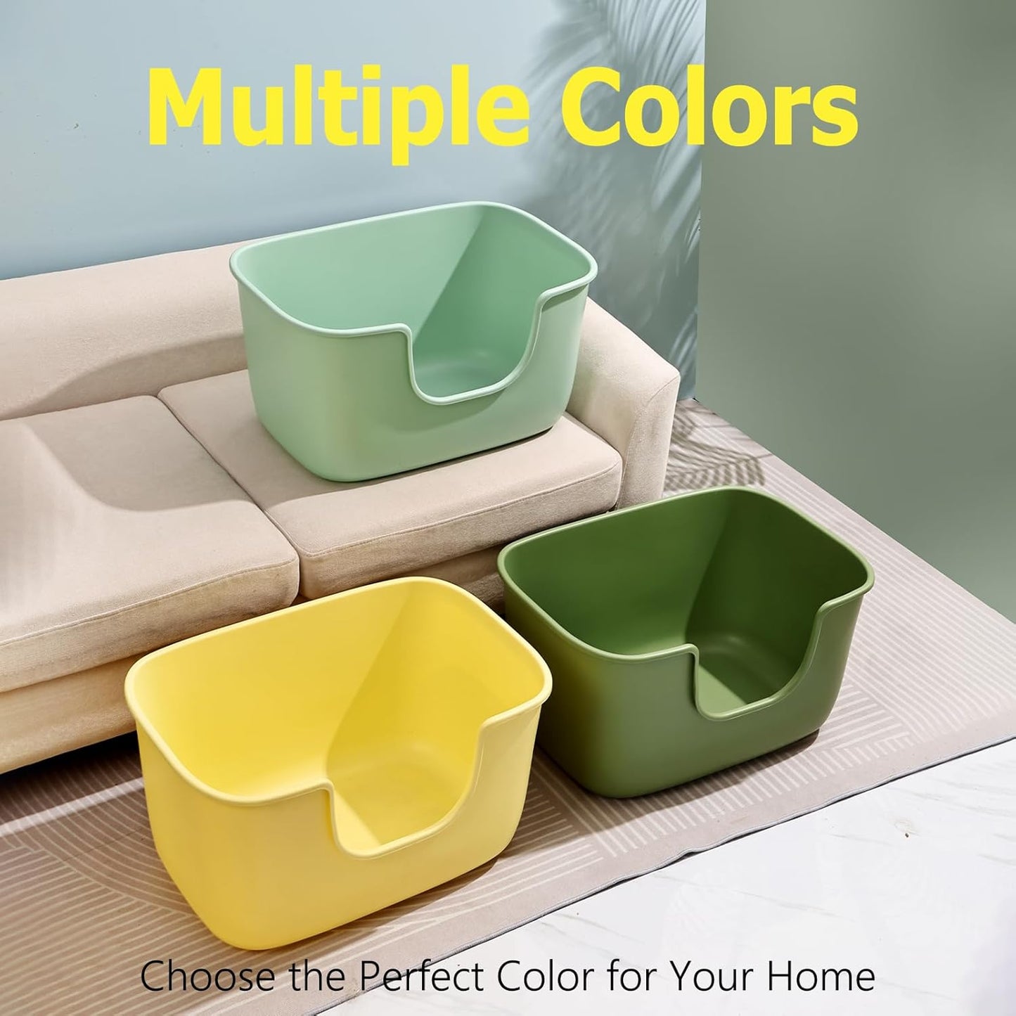 SpaceTime Extra Large Litter Box with High Sides,XL Low Entry Multi Cat Litter Pan for Kittens,Jumbo Litter Boxes for Big Cats,Anti-Splashing Cat Boxes for Indoor Cats,Open Top,Easy to Clean (Grey)