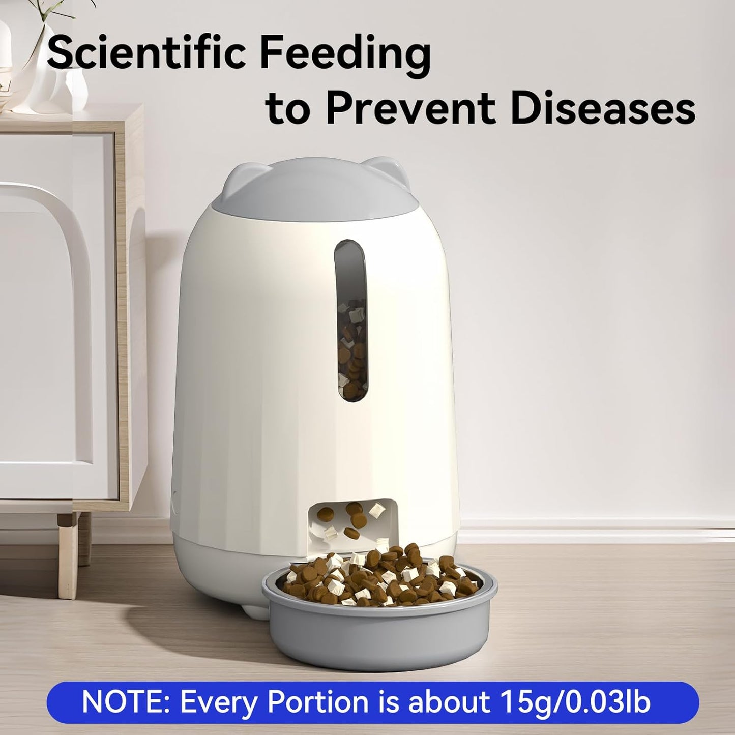 PAPIFEED Automatic Cat Feeder, 3L Timed Cats Food Dispenser with Dual Power Supply, Auto Pet Feeder with Programmable Portion Control for Cats and Small Dogs, Grey