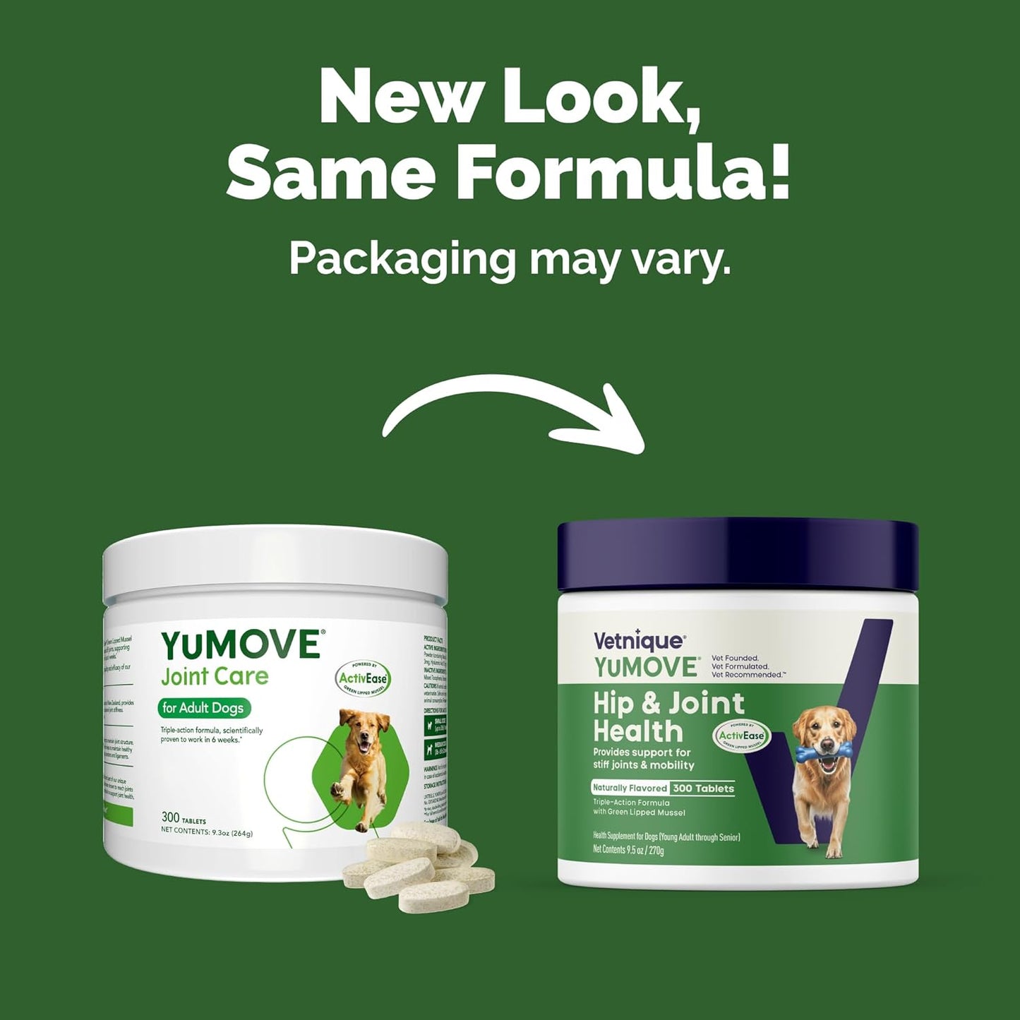 YuMOVE Hip & Joint Supplement for Dogs with Glucosamine, Hyaluronic Acid, Green Lipped Mussel & Omega 3 Joint Supplement - Regular or Advanced Strength (300ct, Chewable Tablets)