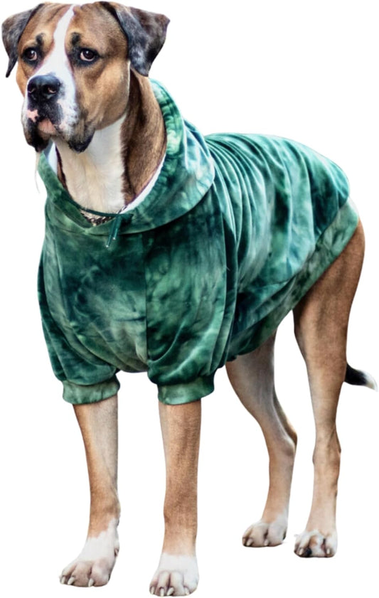 Spark Paws Dog Hoodie – Premium Dog Sweater for Small, Medium, and Large Dogs | Warm Outfits for French Bulldogs, Pitbull, Puppy, Winter Jacket Alternative - Green Skydye, 5XL