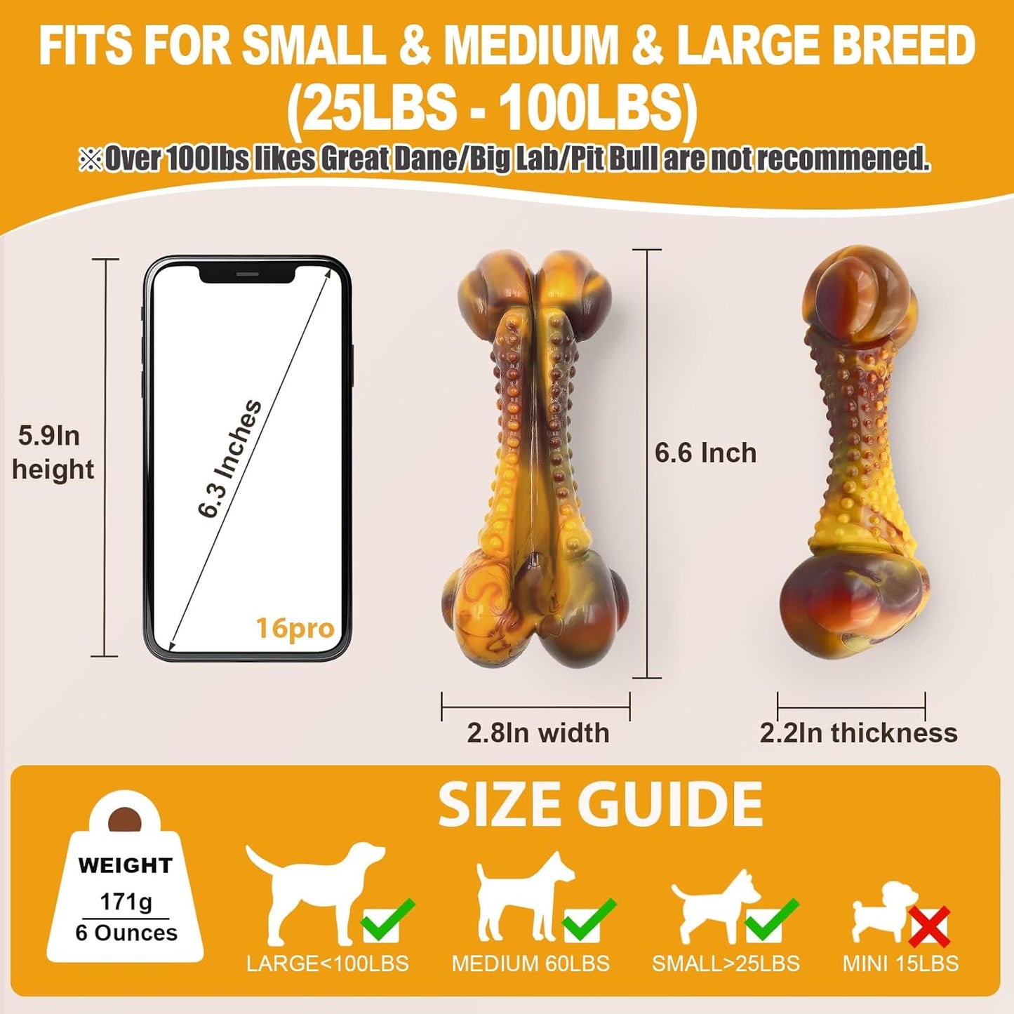 Dog Toys for Aggressive Chewers, Indestructible Dog Chew Toys for Large Medium Small Breed, Tough Nylon Interactive Durable Chew Toy Bone for Puppy Teething Toy Bacon Flavor, Best Gift&Keep Them Busy