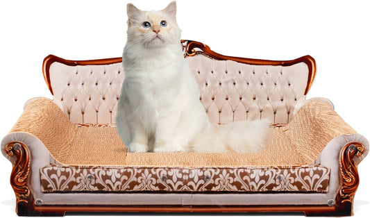 Scratching Sofa, Couch Shaped Thick Scratching Cardboard, Lounge Bed for Indoor Rest&Play, Sofa Scratcher Pad (Silver, 27.6" L X 12.4" W X 11.8" H)