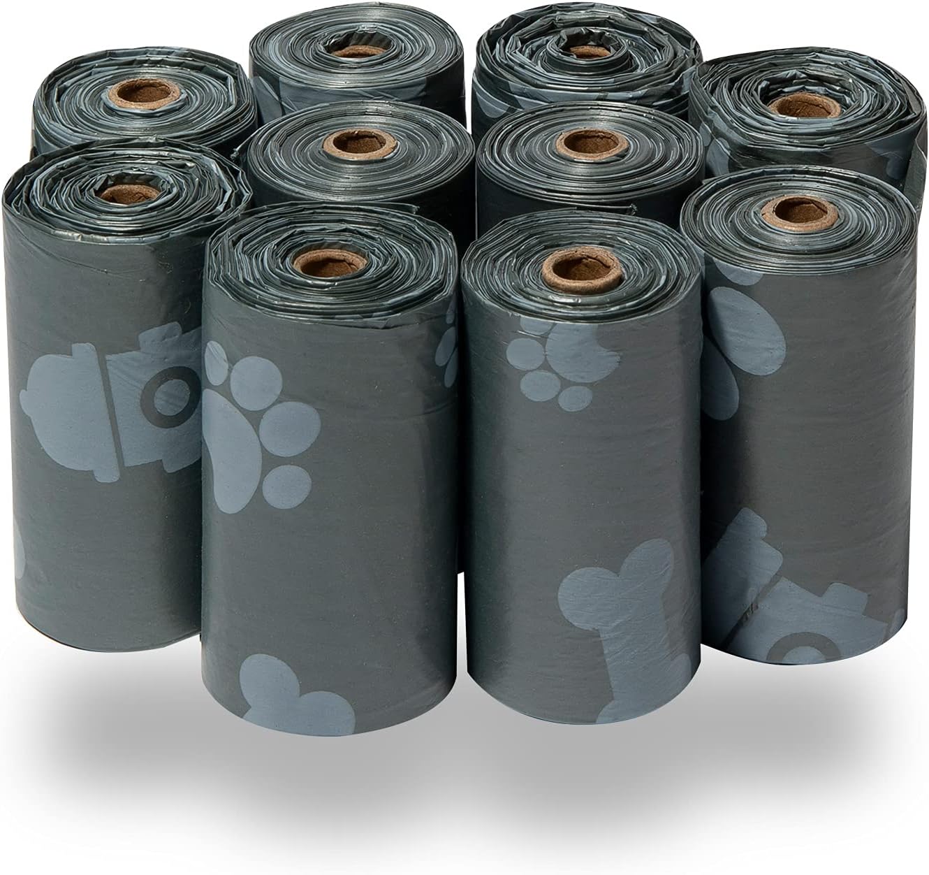 Best Pet Supplies Dog Poop Bags (150 Bags) for Waste Refuse Cleanup, Doggy Roll Replacements for Outdoor Puppy Walking and Travel, Leak Proof and Tear Resistant, Thick Plastic - Gray