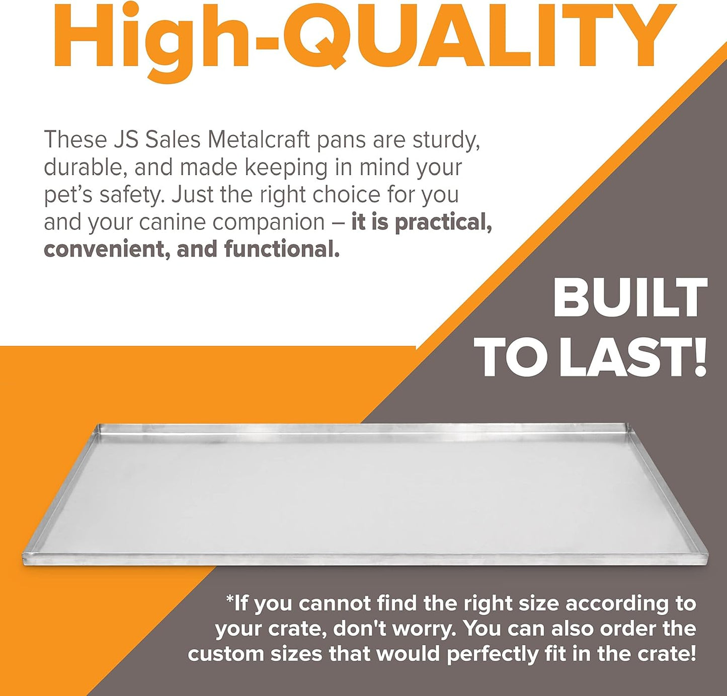 52.38" x 34.25" Metal Replacement Dog Crate Pan Chew Proof Crack Proof Pet Kennel Tray Central Dog Training Crate Pan Pet Supplies, Stainless Steel, 1" H