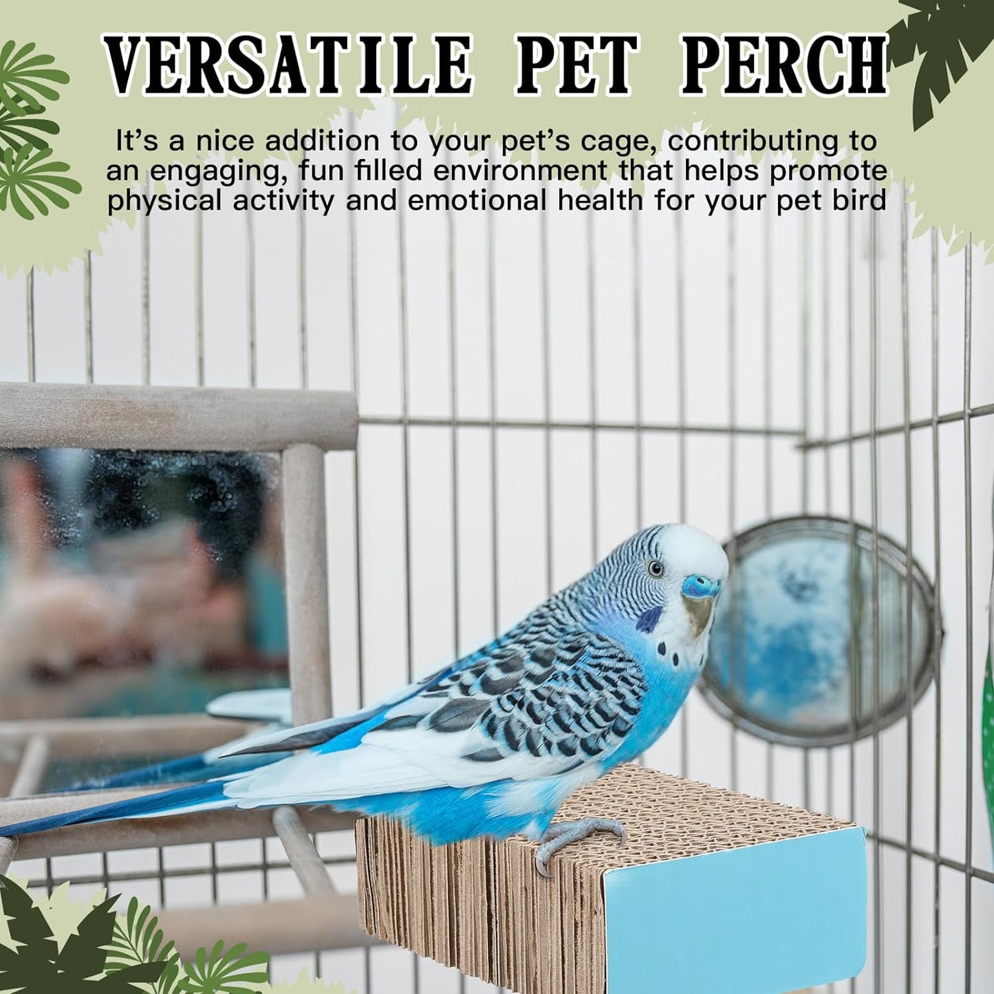 2 Pieces Bird Chew Toy Parrot Cage Perch Cardboard Platform Bird Paw Grinding Stand Parrot Cage Playground for Macaws, Small Parakeets, Conures, Budgies, Finches Conure Cockatiel (Small)