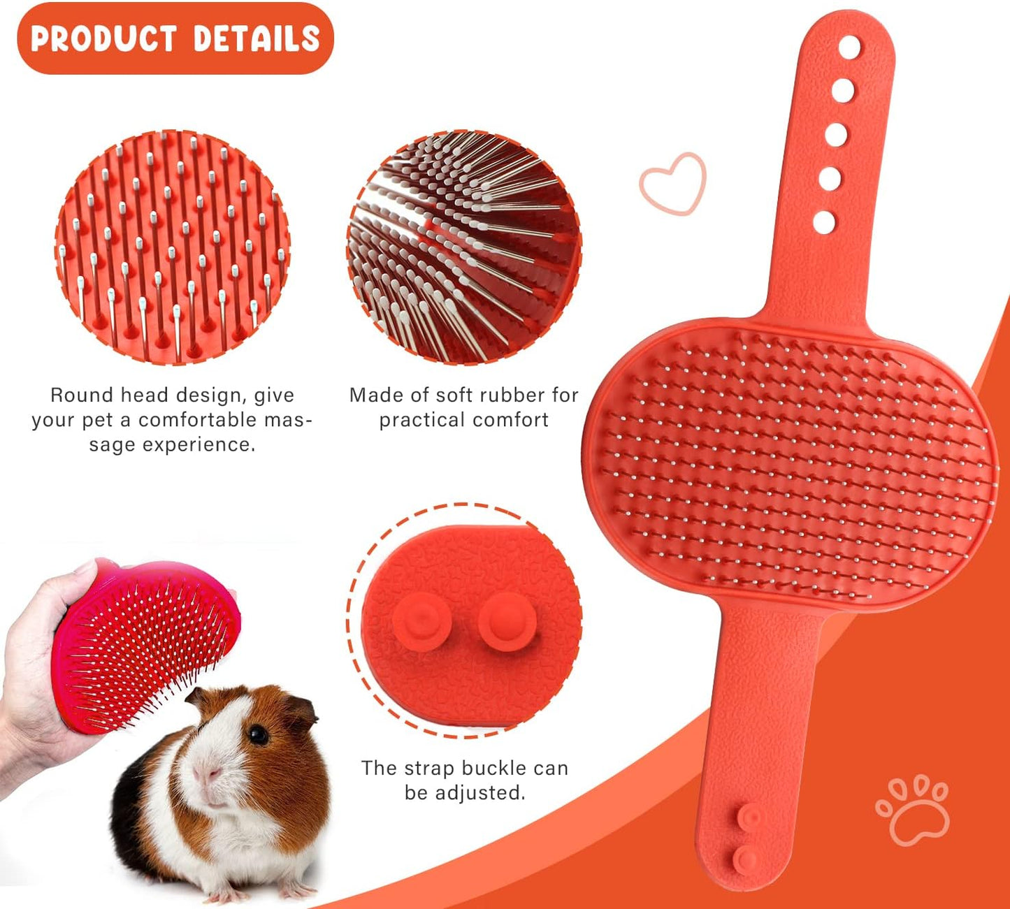 Cat Grooming Kit Set with Pet Shedding Slicker Brush Nail Clipper Trimmer Pet Massage Bath Glove Flea Comb for Bunny Puppy Kitten Guinea Pig Chinchilla Ferret Small Animals (Red, Pink)