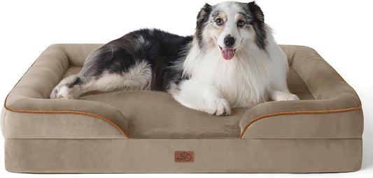 Bedsure XL Orthopedic Dog Bed for Extra Large Dogs - Washable XLarge Dog Cat Bed Waterproof, Comfort Dogs Couch Sofa with Washable Removable Cover, Pet Bed with Nonskid Bottom, Hazel, 42"