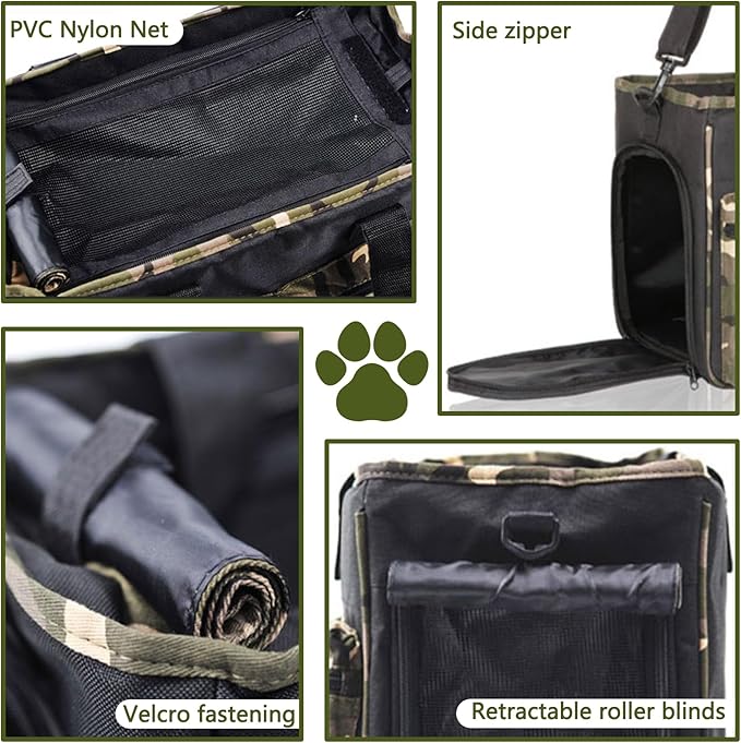 Cat Carrier Bag, Foldable Pet Bag Airline Approved, Pet Travel Carrier for Medium Cats Small Cats Dogs, Sturdy Transport Carriers Long Trips(Black)