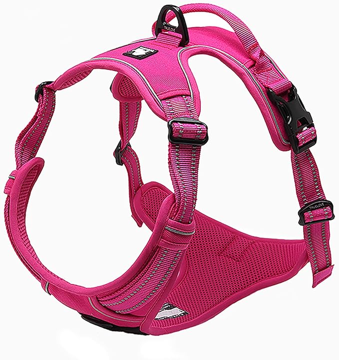 TRUE LOVE Adjustable No-Pull Dog Harness Reflective Pup Vest Harnesses Comfortable Control Brilliant Colors Truelove TLH5651(Fushcia,L)
