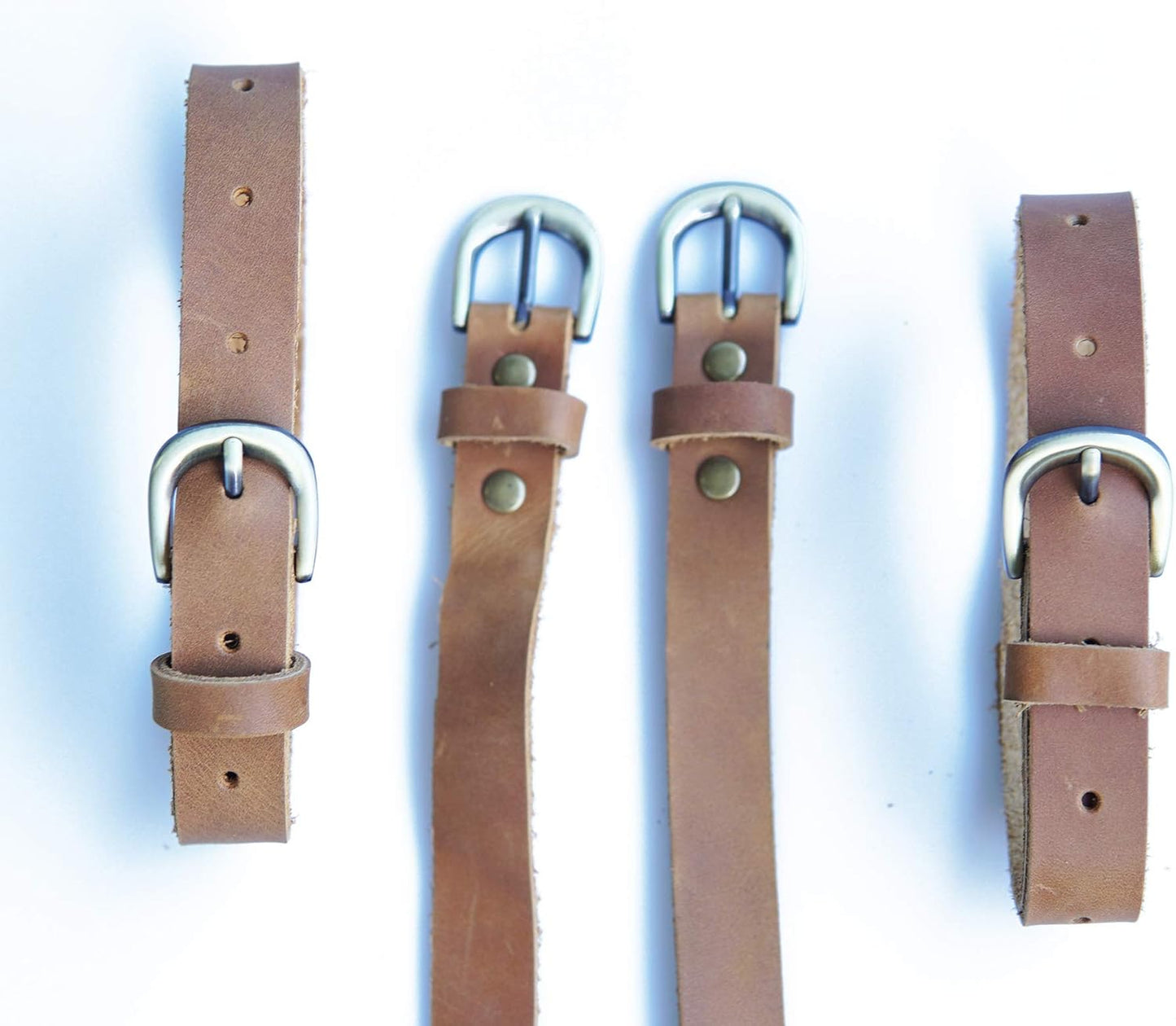 Jeereal Genuine Leather Stirrup Straps (4 Pack) with Metal Buckle Adjustable Length