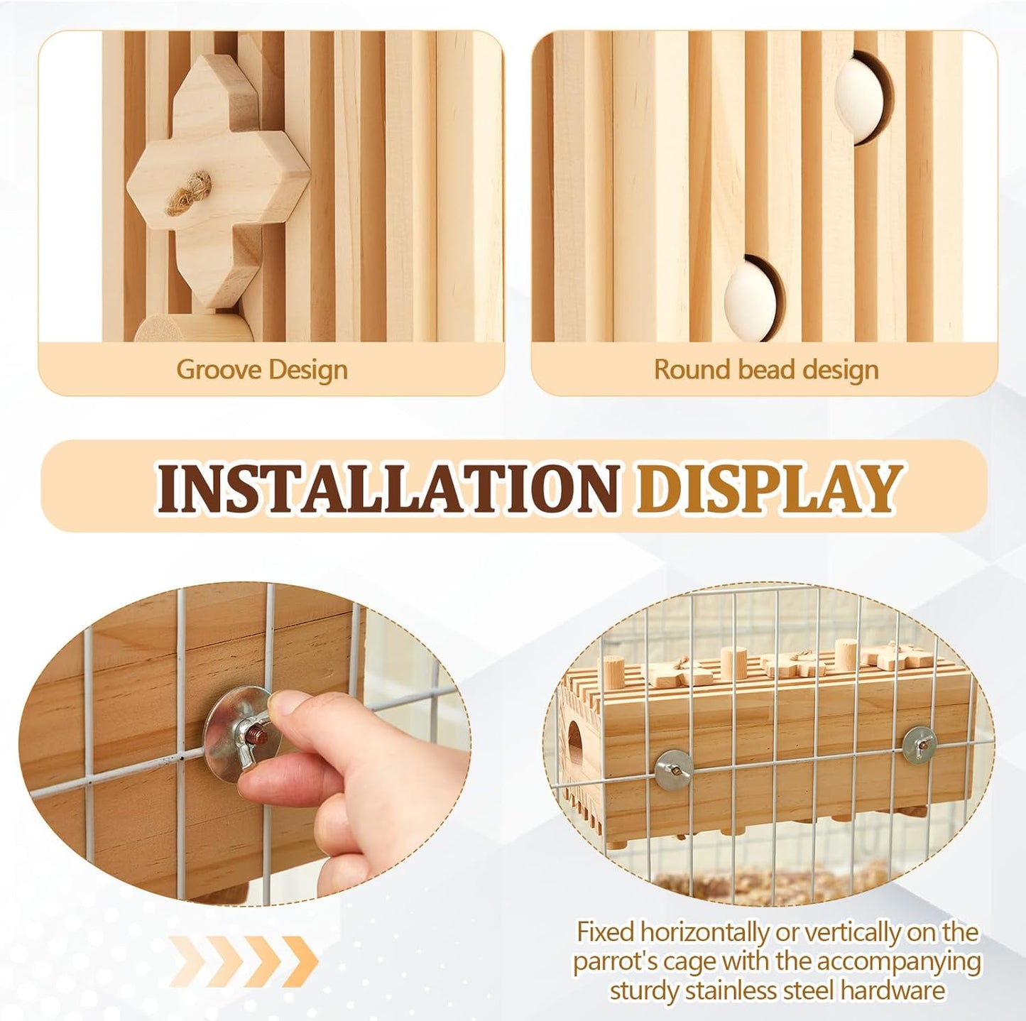 12 x 5 x 4 Inches Extra Large Bird Parrot Toy Activity Block Multicolored Natural Wooden Parrot Cage Chewing Toys for Large Medium Macaws Cockatoos African Grey Birds