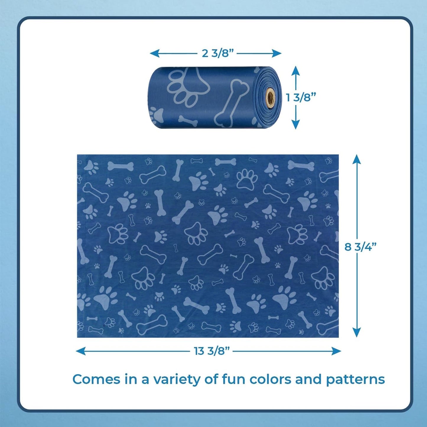 Best Pet Supplies Dog Poop Bags (240 Bags) for Waste Refuse Cleanup, Doggy Roll Replacements for Outdoor Puppy Walking and Travel, Leak Proof and Tear Resistant, Thick Plastic - Royal Blue