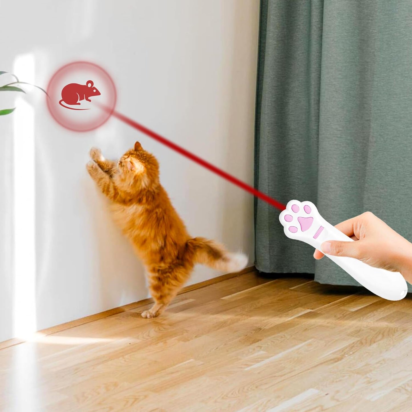 O'ANTOO Cat Toy - Dog Toy | Wall Image Projector | Indoor Interactive Cat Toy with 5 Different Designs | Ideal for Dog, Cat, Kitten, Puppy (White)