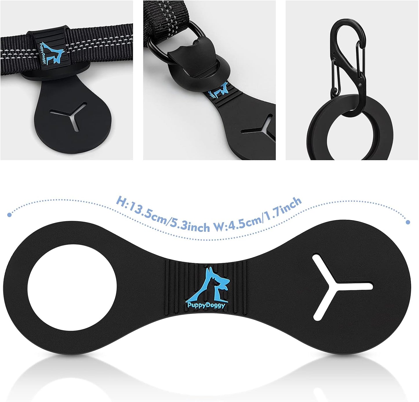 PuppyDoggy Dog Poop Bag Holder for Leash Waste Bag Carrier Dog Poop Bag Dispenser for Walking Running Bicycle Accessory 4 Pieces (Black + Light Green)