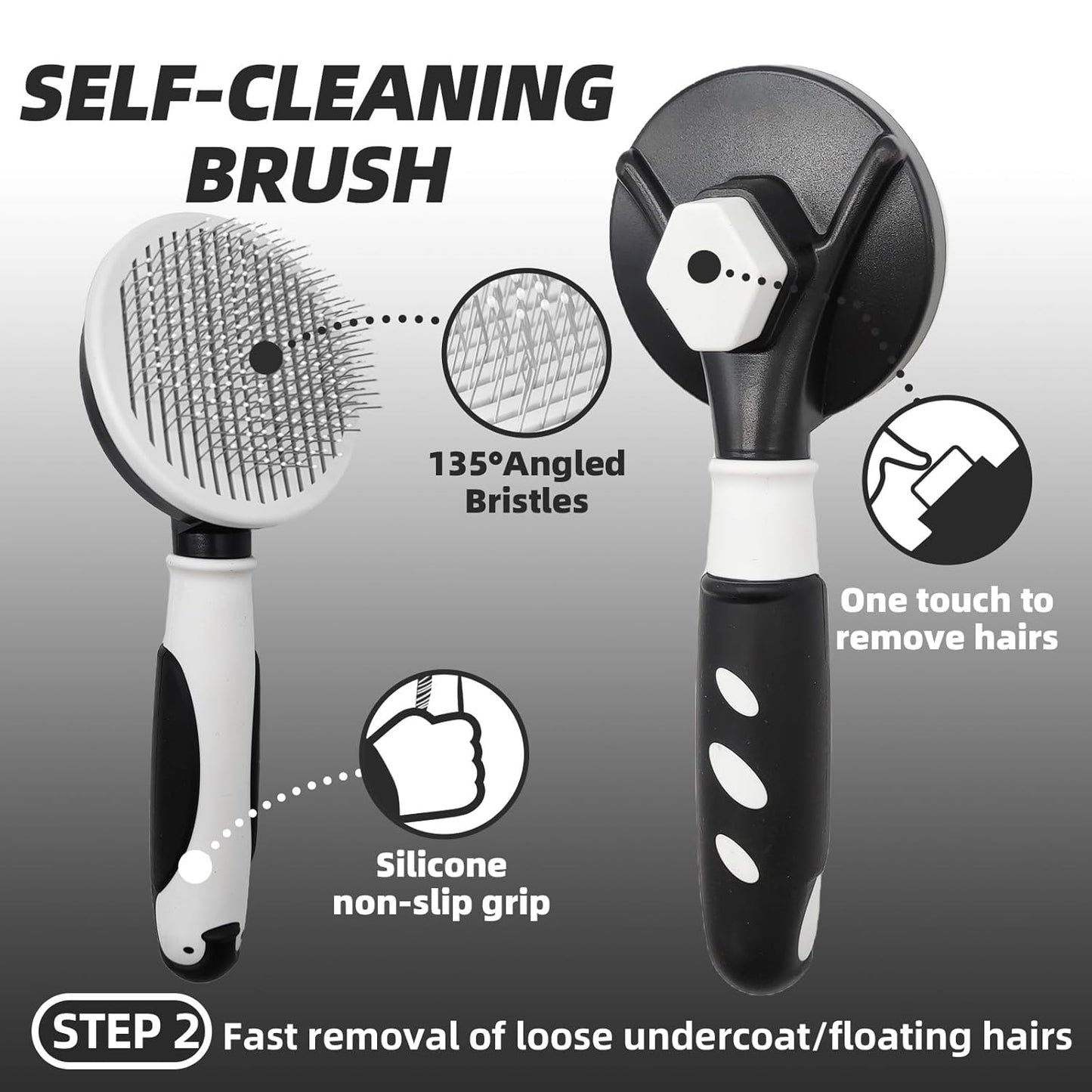 Dog Brush for Shedding, 7 PCS Dog Grooming Brush Kit, Undercoat Rake, Slicker Brush, Deshedding Comb, Bath Brush, Nail Clipper for Long & Short Haired Dogs & Cats, Black